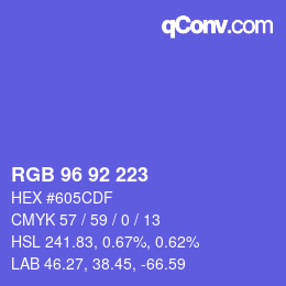 Color code: RGB 96 92 223 | qconv.com