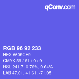Color code: RGB 96 92 233 | qconv.com