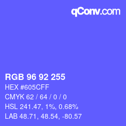 カラーコード: RGB 96 92 255 | qconv.com