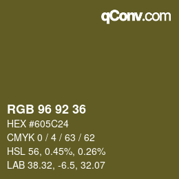 颜色代码: RGB 96 92 36 | qconv.com