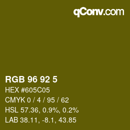 カラーコード: RGB 96 92 5 | qconv.com