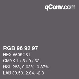 颜色代码: RGB 96 92 97 | qconv.com