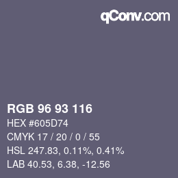 Código de color: RGB 96 93 116 | qconv.com