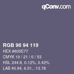 Farbcode: RGB 96 94 119 | qconv.com
