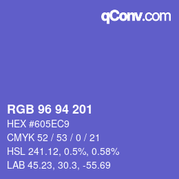カラーコード: RGB 96 94 201 | qconv.com