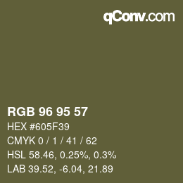 Farbcode: RGB 96 95 57 | qconv.com