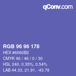 Color code: RGB 96 96 178 | qconv.com