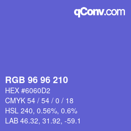 颜色代码: RGB 96 96 210 | qconv.com