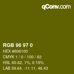 Color code: RGB 96 97 0 | qconv.com