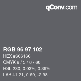 Color code: RGB 96 97 102 | qconv.com