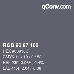 颜色代码: RGB 96 97 108 | qconv.com