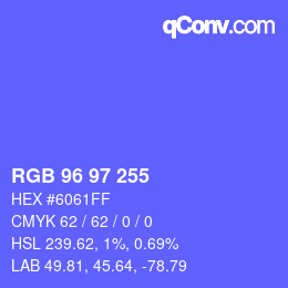 Color code: RGB 96 97 255 | qconv.com