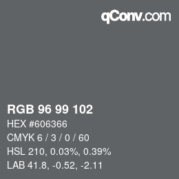 Color code: RGB 96 99 102 | qconv.com