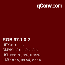 カラーコード: RGB 97.1 0 2 | qconv.com