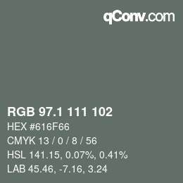 カラーコード: RGB 97.1 111 102 | qconv.com