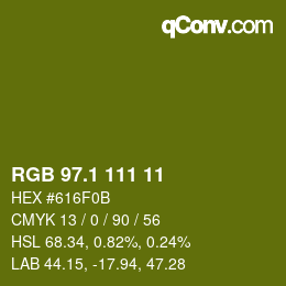 カラーコード: RGB 97.1 111 11 | qconv.com