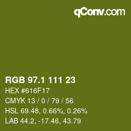 カラーコード: RGB 97.1 111 23 | qconv.com