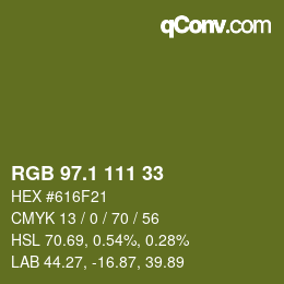 カラーコード: RGB 97.1 111 33 | qconv.com