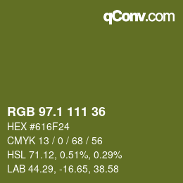 カラーコード: RGB 97.1 111 36 | qconv.com