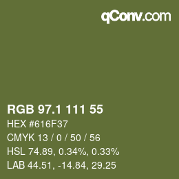 カラーコード: RGB 97.1 111 55 | qconv.com
