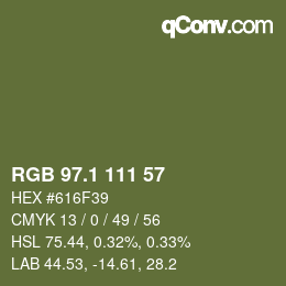 カラーコード: RGB 97.1 111 57 | qconv.com