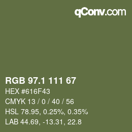 カラーコード: RGB 97.1 111 67 | qconv.com