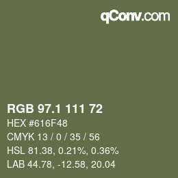 カラーコード: RGB 97.1 111 72 | qconv.com