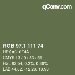 カラーコード: RGB 97.1 111 74 | qconv.com