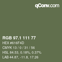 Color code: RGB 97.1 111 77 | qconv.com