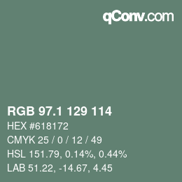 Color code: RGB 97.1 129 114 | qconv.com