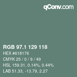 カラーコード: RGB 97.1 129 118 | qconv.com