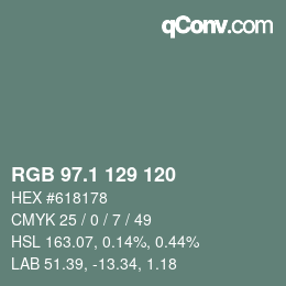 カラーコード: RGB 97.1 129 120 | qconv.com