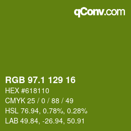 カラーコード: RGB 97.1 129 16 | qconv.com
