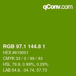 カラーコード: RGB 97.1 144.8 1 | qconv.com