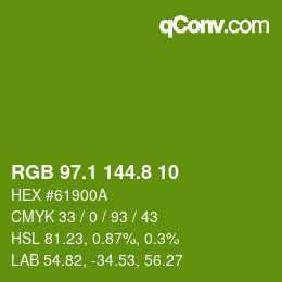 カラーコード: RGB 97.1 144.8 10 | qconv.com