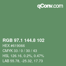 カラーコード: RGB 97.1 144.8 102 | qconv.com