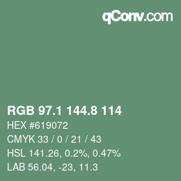 Color code: RGB 97.1 144.8 114 | qconv.com