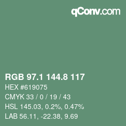 カラーコード: RGB 97.1 144.8 117 | qconv.com