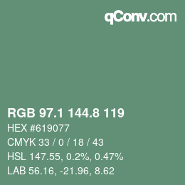 Color code: RGB 97.1 144.8 119 | qconv.com