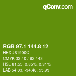 カラーコード: RGB 97.1 144.8 12 | qconv.com