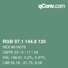 カラーコード: RGB 97.1 144.8 120 | qconv.com
