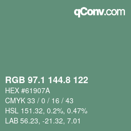 カラーコード: RGB 97.1 144.8 122 | qconv.com