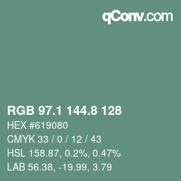 カラーコード: RGB 97.1 144.8 128 | qconv.com