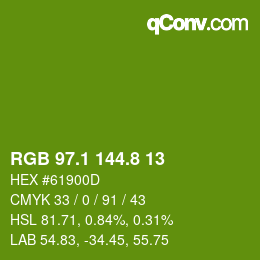 カラーコード: RGB 97.1 144.8 13 | qconv.com