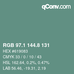 Color code: RGB 97.1 144.8 131 | qconv.com