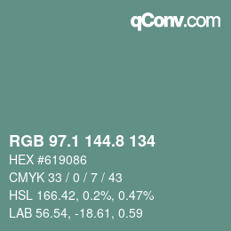 Farbcode: RGB 97.1 144.8 134 | qconv.com