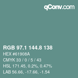 Color code: RGB 97.1 144.8 138 | qconv.com
