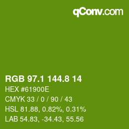 カラーコード: RGB 97.1 144.8 14 | qconv.com