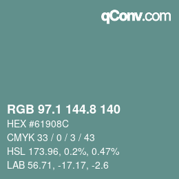 Color code: RGB 97.1 144.8 140 | qconv.com