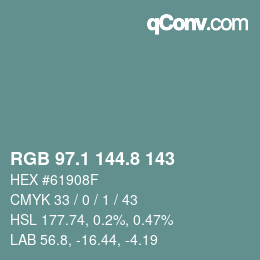 Color code: RGB 97.1 144.8 143 | qconv.com